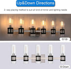 MELUCEE 5-Light Vanity Bathroom Lights, Modern Brushed Nickel Bathroom Light Fixtures Over Mirror with Ribbed Clear Glass Shade, Wall Mount Lamp for Bath Kitchen Bedroom Hallway, E12 Base