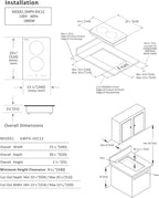 Empava Electric Stove Induction Cooktop Vertical with Dual Burners Vitro Smooth Surface 120V, 12 Inch, Black Ceramic Glass