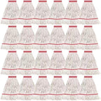 MATTHEW CLEANING Heavy Duty Mop Head Commercial Replacement for General and Floor Cleaning, Wet Industrial Blue Cotton Looped End String Head Refill (Case of 24) White