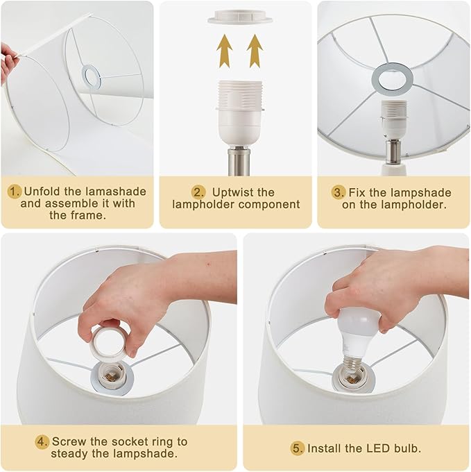 GyroVu Table Lamp Set of 2, 18.63” Ceramic Table Lamp Classic Beside Lamps Nightstand Lamp Modern Lamp for Living Room, Bedroom & Office Rocker Swtich Cream-LED Bulbs Included