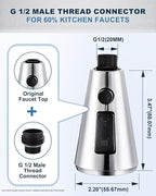 ALEASHA Pull Down Spray Head for Kitchen Faucet,3-Function Sink Spray Nozzle with 9 Adapters,Kitchen Faucet Head Replacement Compatible with American Standard Faucets,Chrome