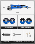 AVID POWER Angle Grinder 4-1/2 Inch 8.0 Amp 1000W Electric Grinder Tool 7-Variable-Speed Metal Grinder, 11,500 RPM, Paddle Switch with Lock-on Button, Cutting & Grinding Wheels and Side Handle - Blue