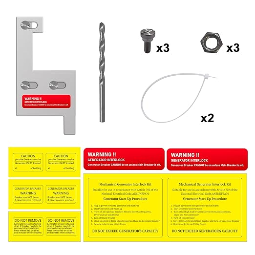 Generator Interlock Kit Compatible with GE General Electeric Vertical Main 150 and 200 Amp Panels,for Siemens 200 Amp Panel Interlock Kit,2 1/4 Inch Spacing spacing Between Main and Branch Breake