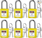 Lockout Tagout Locks 6-Pack｜OSHA Yellow Loto Locks Keyed Different｜2 Keys/Lock for Industrial Machinery & Electrical Panels｜Chrome Steel & Laser Coding