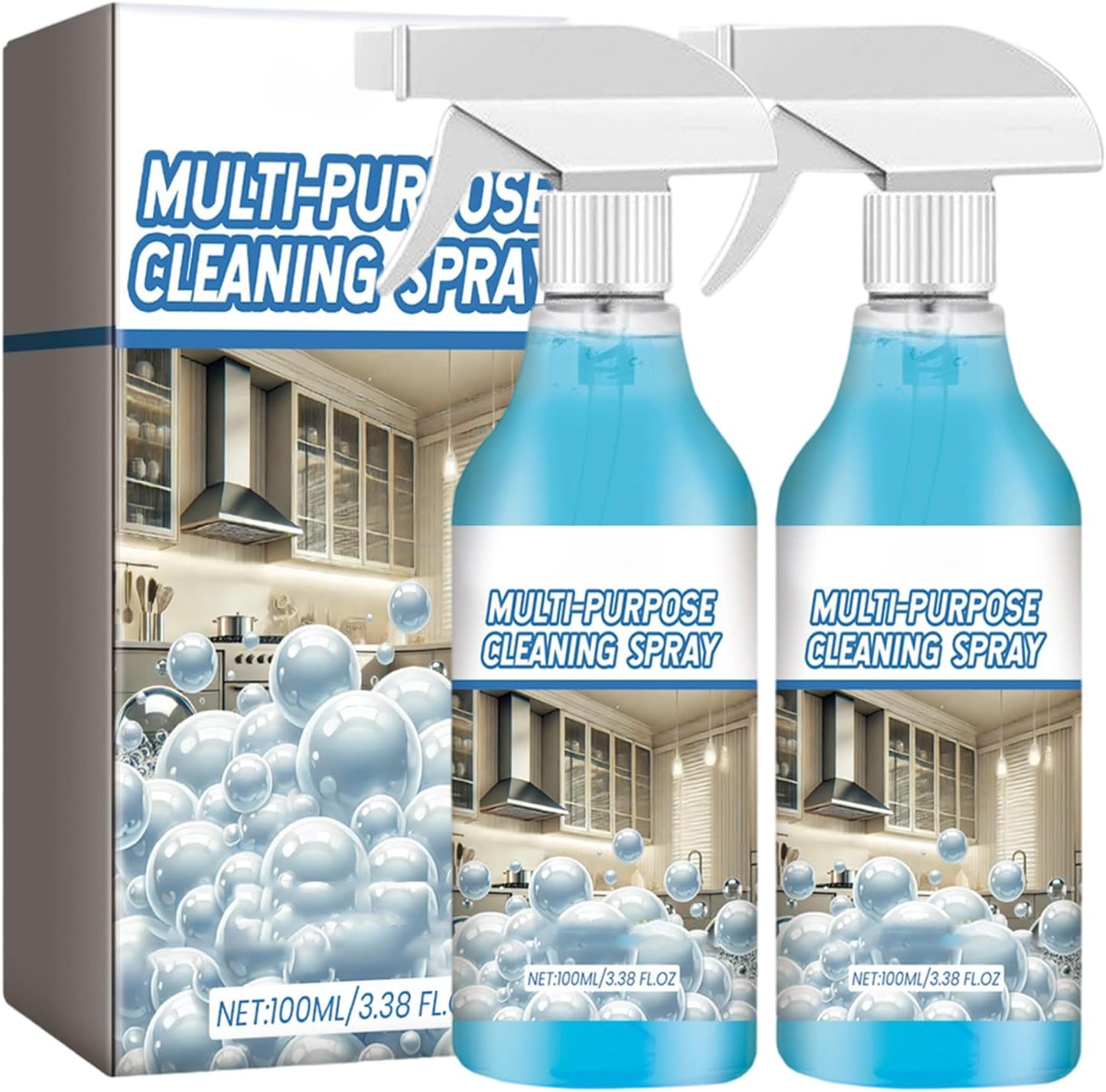 2PCS Spray Splash Cleaner, 2026 New Multi-Purpose Handheld Degreaser, Powerful Foam Sprays for for Kitchen, Easy to Use Rust Remover for Kitchenware, Grime Remover Spray for Home Family