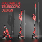 Drywall Sander, 2025 Upgraded 8-Amp Popcorn Ceiling Removal Tool with 7 Variable Speed 800-1800RPM, Drywall Sander with Vacuum Dust Collector with Extendable Handle, LED Light, 12pcs Sanding Discs,Red