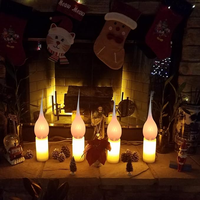 Christmas Lights Indoor 12 Pack C7 Silicone Dipped Candle Light Bulbs, Clear Silicone Decorative Light Replacement Bulbs for Electric Candle Lamps and Chandelier, E12 Candelabra Base, 5Watt, 120 Volt