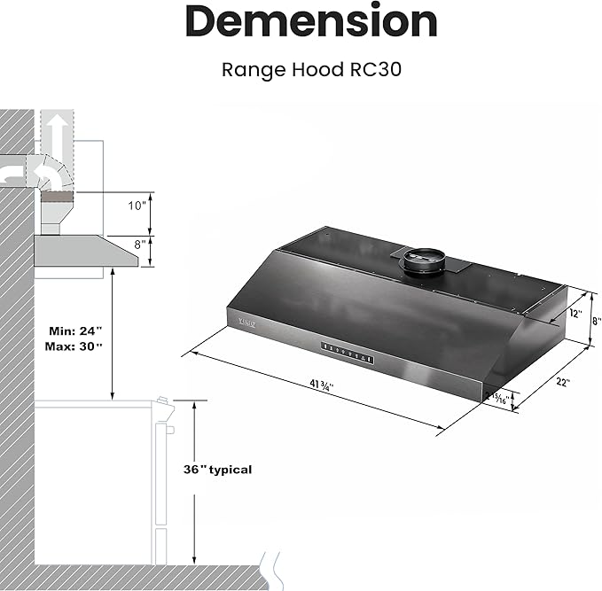 42 inch Range Hood,900 CFM Powerful Vent Hood,Under Cabinet Range Hood with 1.5 Sones Quiet, Gesture Control+Delay Shutdown,Stainless Steel Hood Vents for Kitchen,Dishwasher-Safe Filters