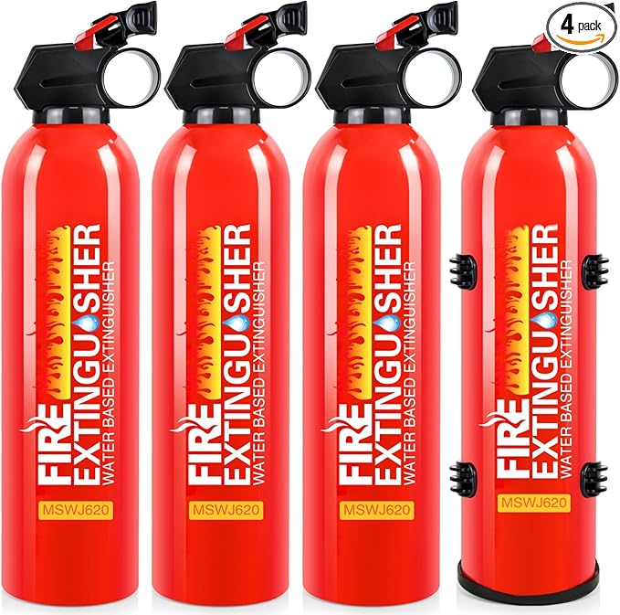 4 Pack Fire Extinguisher for Home with Wall Mount - 620ml Portable Fire Extinguisher for Car Vehicle Boat House Kitchen, Water-Based Fire Extinguisher for A, B, C, K Fire