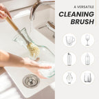 Vigar Zeroline 10.2" Long Bamboo Dish Brush, Ideal Dish Brush for Cups, Wine Glass, Tumbler, Blender Bottles, and Glass Water Bottles for The Kitchen