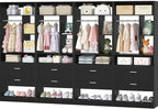 8FT Closet System with 8 Wood Drawers, 96" Closet Organizer System with 20+ Small Shelves & 2 Hanging Rods, Walk-in/Nursery Closet Systems, Set of 4, Black (96" L x 15" W x 80" H)