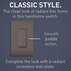 Legrand radiant TM873CC10 15 Amp Rocker Wall Switch, 3-Way Decorator Light Switches, Brown (1 Count)