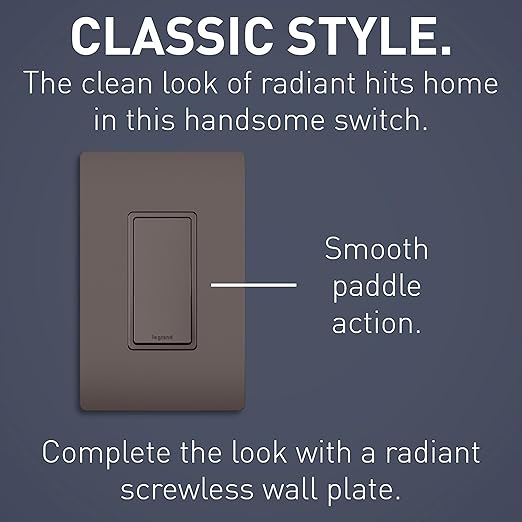 Legrand radiant TM873CC10 15 Amp Rocker Wall Switch, 3-Way Decorator Light Switches, Brown (1 Count)