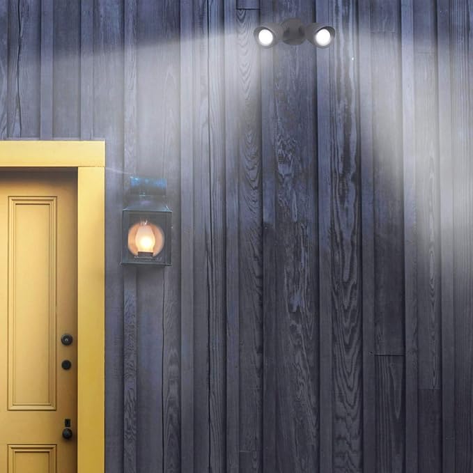 Ciata Flood Lights Outdoor, 20-Watt LED Bullet Head Security Flood Lights, Dual Head, RoHS and FCC Complaint, IP65 Rated, 1900 Lumens, 2KV Surge Protection, Die-Cast Aluminum in Bronze Finish – 4000K