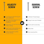 Velocity Interior 1 1/2 Wood Screws Contractor Pack (Size #8, 558 Pcs) – Self Tapping Screws with Phillips bits, Stick Tight Technology, Carbon Steel with Zinc Plating, Durable Storage Organizer