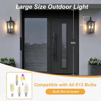 18.58INCH Large Dusk to Dawn Outdoor Lighting, Exterior Lighting Fixtures with Water Ripple Glass, Waterproof Modern Wall Sconces for House, Porch, Patio, Doorway