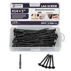 Lag Screws 5 Inch, 50PCS Heavy Duty Construction Screw, Structural Wood Screw #14 x 5, Rust Resistant, Washer Head, Black Coated Exterior Wood/Lag Screws Hex Socket Included