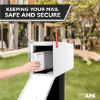 Ilyapa Modern Mailbox for Post Mount - White with White Door Powder Coated Steel, Waterproof Letter Box for Parcels, with Recessed Magnetic Close Door