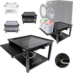 Washer and Dryer Pedestals with Pullout-Shelf - 29" W, 18" H, Black Steel Universal Fit with Major Brands | Laundry Pedestal with Drain Pan & Hose | Washer Stand for Back Pain Relief, 800 lbs Capacity