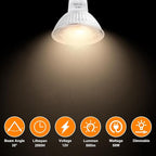 MR16 Halogen Bulbs 2 Pin, 12V 50W 6 Packs Halogen Light Bulbs Gu5.3 Base Dimmable with Clear Glass Cover, 2700K Warm White for Landscape Lights, Track Lights, Fiber Optics, Desk Lamps