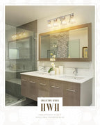 4-Light Bathroom Vanity Light Fixtures, HWH Brushed Nickel Bathroom Vanity Lighting Modern Vanity Light Over Mirror with Clear Striped Glass Shade, 5HZG97B-4W BN