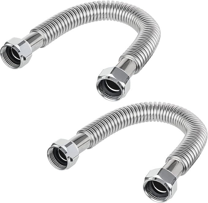 (Pack of 2) EFIELD 24-inch 3/4" FIP x 3/4" FIP Flexible Stainless Steel Corrugated Hose Connector for Water Heater, Water Softener,(HOSE040)