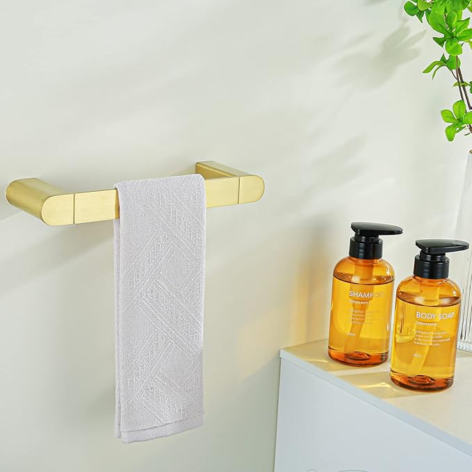 RANDOM 9 inch Brushed Gold Towel Bar Bathroom Gold Towel Holder Kitchen Dish Cloths Hanger Hand Towel Rod/Rack SUS304 Stainless Steel Wall Mounted Towel Rack Brushed Brass 96026-2-9BG.