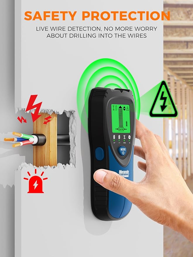 Mecurate 5-in-1 Stud Finder with LCD Display, Wall Scanner for Studs, Metal, AC Wires Detection, Lightweight & Durable, Perfect for Homeowners & DIY Projects(Blue)