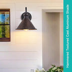 2 Pack Dusk to Dawn Outdoor Wall Light Fixtures Photocell Sensor, Exterior Sconce Light with Cast Hammered Aluminum Shade, Outside Wall Mount Lamp for House Patio Garage Entryway Doorway