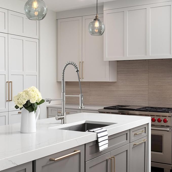 MENATT 3 in 1 Kitchen Faucet with Drinking Water Faucet, Pull Down Spring Single Handle 3 Way Kitchen Faucet Chrome, Water Filter Faucet for Kitchen Sink Bar (Without Water Filtration Device)