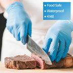 4 Mil Nitrile Gloves Disposable Latex Free, Blue Rubber Gloves Safe for Food Prep, Cooking, Cleaning, Exam, 1000 PCS
