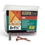 Deck Plus 1-5/8 Inch Epoxy Coated Exterior Wood and Fence Screws #8 x 1-5/8" Torx/Star Drive Included Coarse Thread, Outdoor Rust Resistant Decking Screw, Red, 5lb Box, 186 Pieces | 48426