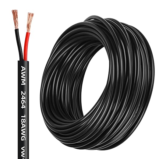 18 Gauge Wire 2 Conductor,18 AWG Electrical Wire Stranded PVC Cord Oxygen-Free Copper Cable,200FT 2 Core Pure Copper Flexible Cable Wire for LED Lamp Lighting Strips Automotive (18AWG-2C, 200FT)…