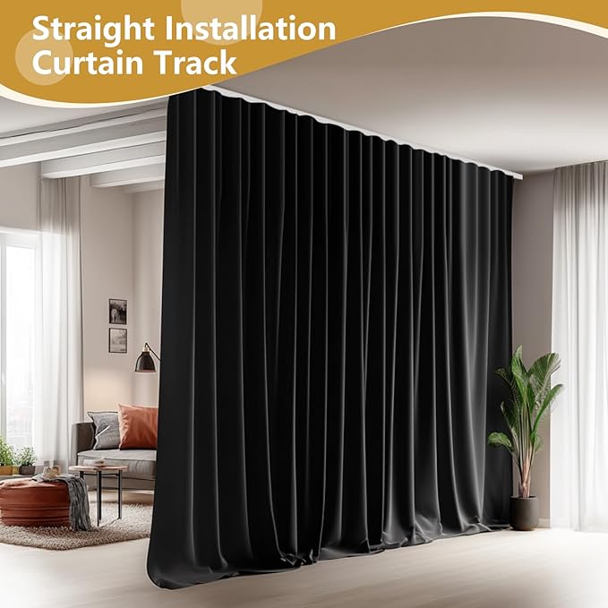 Bendable Ceiling Curtain Track Ceilings Mount or Wall Mounted Heavy-Duty Room Divider Curtains Rails for Living room Bedroom Shower Privacy RV Garage Dividers with Clips，White 6 FT