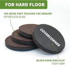 Felt Furniture Sliders for Hardwood Floors 8 PCS - 3 1/2 inch Furniture Moving Slider – Heavy Duty Felt Movers Sliders Chair Legs Floors Protectors (for Hardwood Floors) Brown