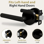 Mega Handles Ronn Privacy Lever & Lock Door Handle Set for Hallway, Closet and Bathroom, Keyless Lock, Heavy Duty Door Levers, Fits All Standard Door Sizes, Screws Included - Charcoal (1 Pack)
