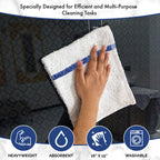 Bar Mops Blue Stripe Pack of 60 Kitchen Towels 16x19 Multi-Purpose for Home, Restaurant and Cleaning White Absorbent Washcloth Dishcloths Sets, Reusable Dish, Cloths Rags