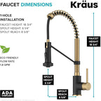 KRAUS Bolden Commercial Style 2-Function Single Handle Pull Down Kitchen Faucet in Brushed Brass/Matte Black, KPF-1610BBMB