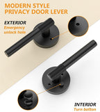 Asidrama 4 Pack Privacy Door Handles with Lock, Black Door Handles Interior for Bedroom or Bathroom, Heavy Duty Door Lever with Reversible Interior Door Handle for Left Right Sided Doors…