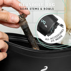 Glass Cleaning Kit - Reusable Silicone Accessories - Complete Kit to Clean your Piece, Just Add Cleaner - Reusable Soaker Bag, Brushes, Mat, Caps & Plugs, Funnel, & Microfiber Towel