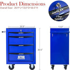 4-Drawer Steel Rolling Tool Cart with Wheels & Handle, Heavy-Duty Tool Chest Storage Cabinet for Garage and Workshop