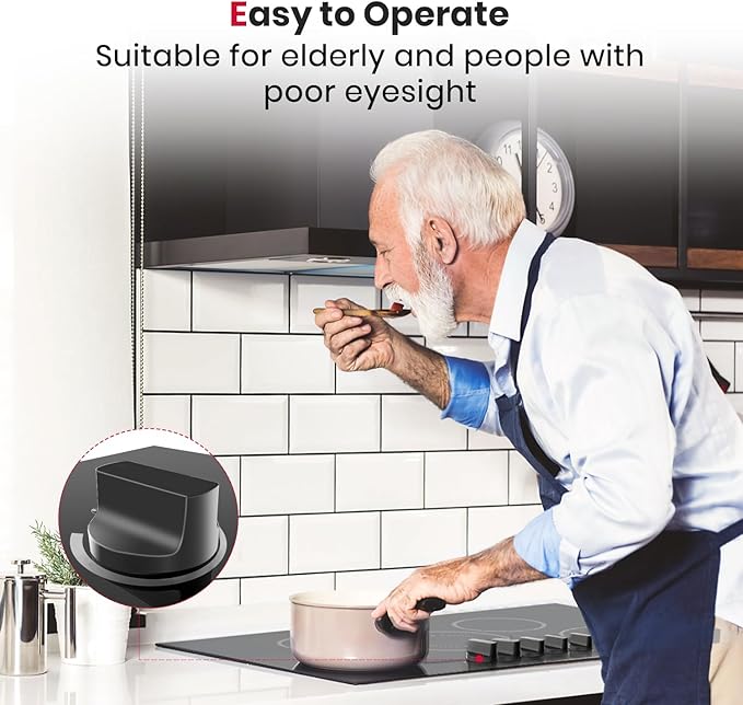 GASLAND Electric Cooktop 36 Inch, 8200W Drop-in Radiant Glass Stove Top CH90BS with 5 Burners, 220-240V Ceramic Electric Stovetop, 7 Power Levels, Mechanical Knob Control, Hot Warning, Hard Wire