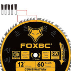 FOXBC 12 Inch Combination Miter Saw Blade, 60-Tooth, Wood Cutting with 1 Inch Arbor