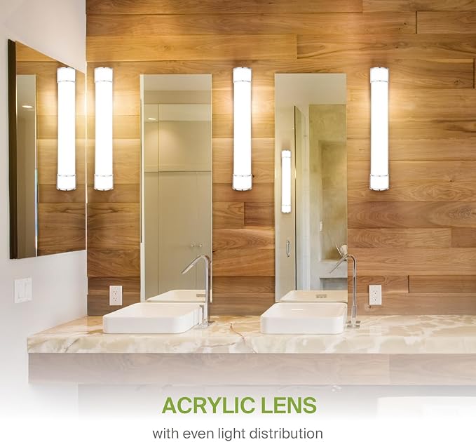 ASD LED 36" Vanity Flush Mount Light Fixture, Linear Bathroom Lighting Bar | 3CCT, Dimmable, Energy Star, ETL Listed | 30W 2650LM 3000-5000K 120V | Long Tube Bath Wall Sconce Over Mirror | Nickel