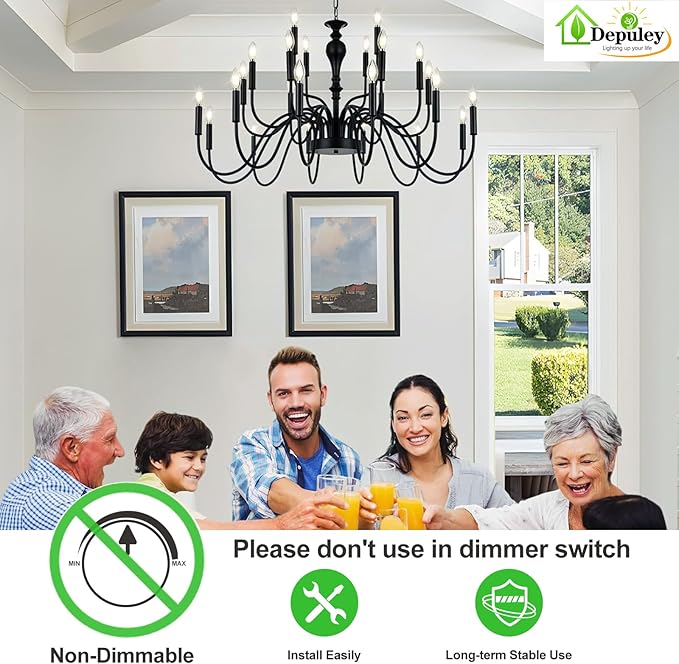 Depuley LED Light Bulbs E12: 24-Pack Candelabra Light Bulb 4W Candle Bulb Equivalent 40W - Edison Vintage Bulbs Daylight 5000K C35 Clear Bulb 500 LM 80+CRI Non-Dimmable