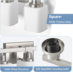 5-Light Bathroom Vanity Light,Brushed Nickel Vanity Lights with Square Frosted Glass,Modern Bathroom Wall Lights Fixtures Over Mirror,Wall Sconces Lighting for Bedroom Living Room,E26