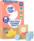 Fab Tab Toilet Bowl Cleaner Tablets, Powerful Stain Removal, No Harsh Chemicals, Plastic-Free, Removes Rust & Stains, Safe for Regular and Septic Tank Toilets, Lemon & Eucalyptus Scent
