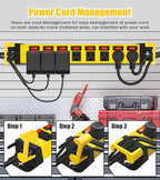 Heavy Duty Power Strip with Individual Switches,8 Outlets 14 Gauge Industrial Shop Garage Metal Multiple Outlets,1200J Surge Protector Mountable Power Strip,10FT Extension Cord Management(Yellow)
