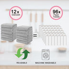 kimteny Kitchen Cloth Dish Towels, 13x28 Inches Premium Dishcloths, Super Absorbent Coral Velvet Microfiber Cleaning Cloths, Fast Drying Rags for Washing Dishes (13x28-12 Pack, Grey)