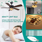 E12 60 Watt Incandescent Candle Light Bulbs, Chandelier Light Bulbs for Ceiling Fan, Vanity, Outdoor - Warm White 2500K, 500 Lumen Dimmable B10 Clear Candelabra Base Bulbs (12 Pack)